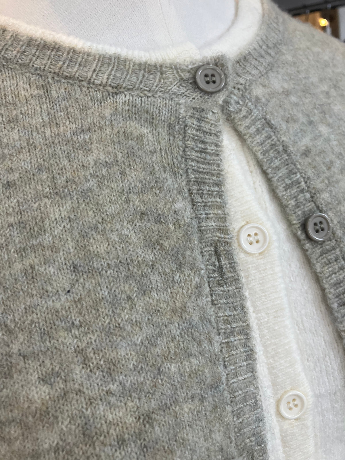 Yest Brandi in grey olive and beige cream layered sweater