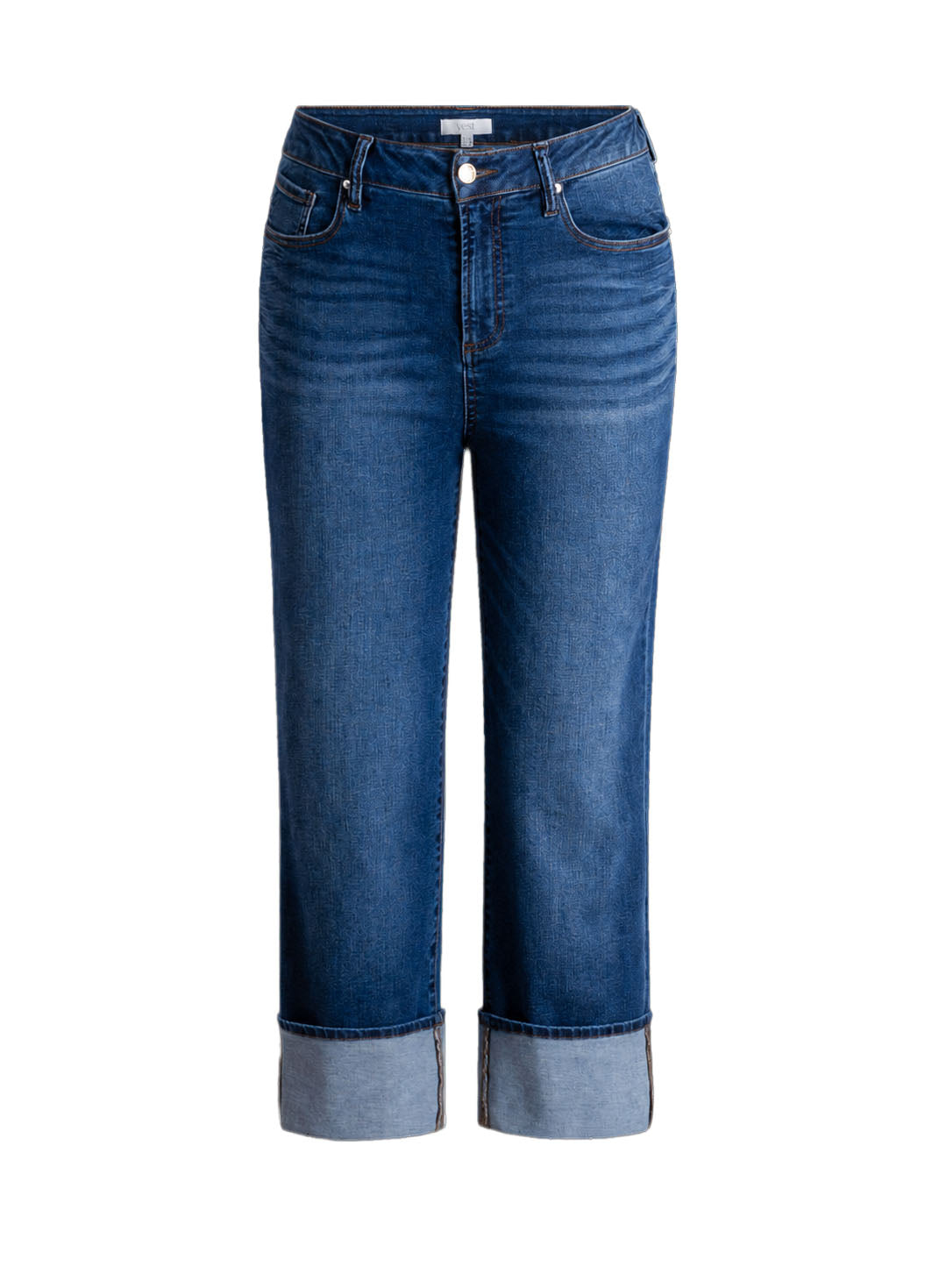 Yest Stina dark stone wash jeans with turn up