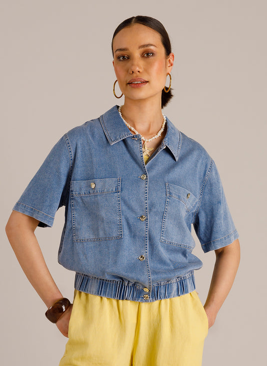 Yest Kamil denim blouse with fancy buttons