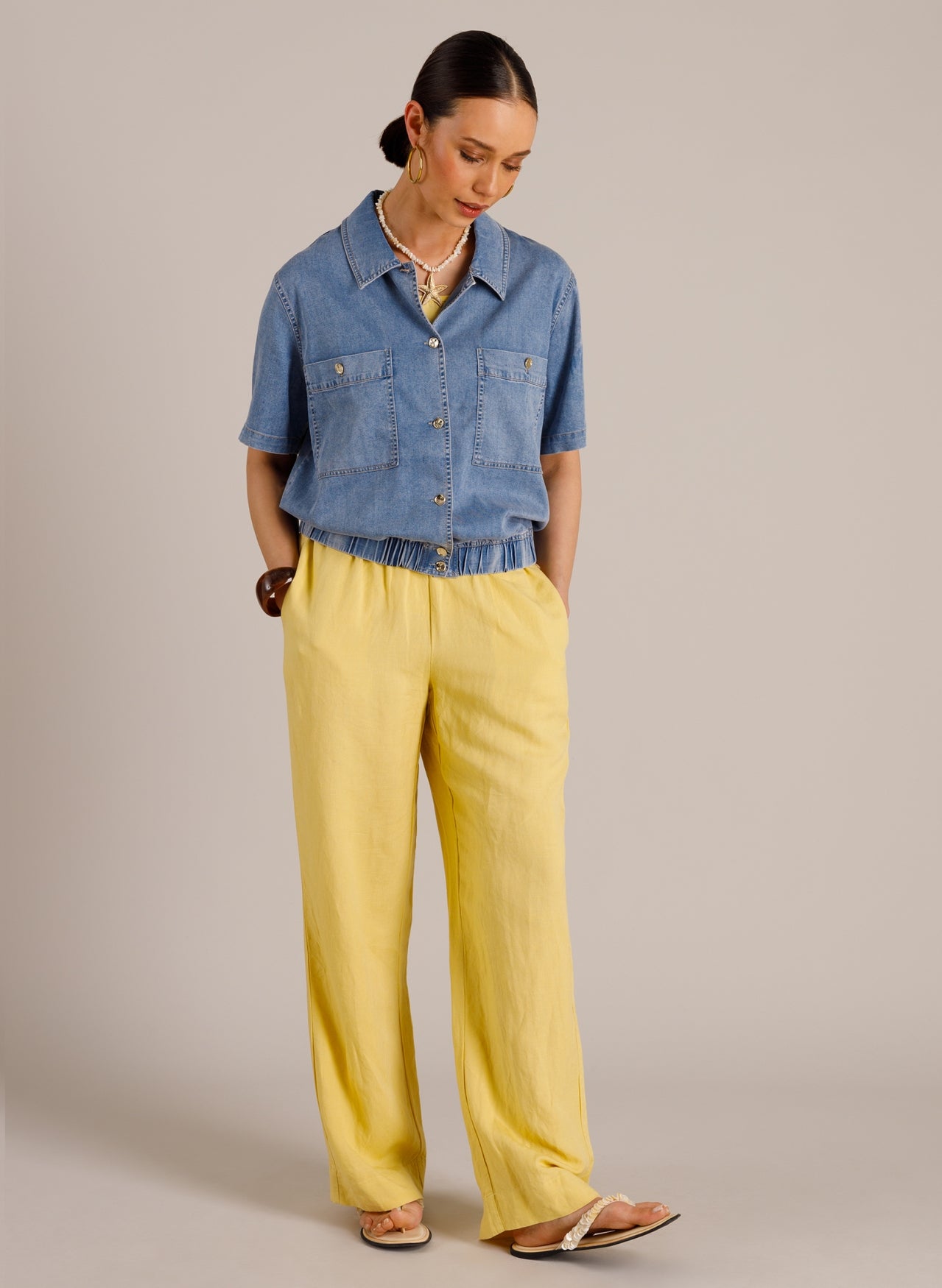 Yest Kamil denim blouse with fancy buttons - [shop_name Strathaven] [womens clothing]