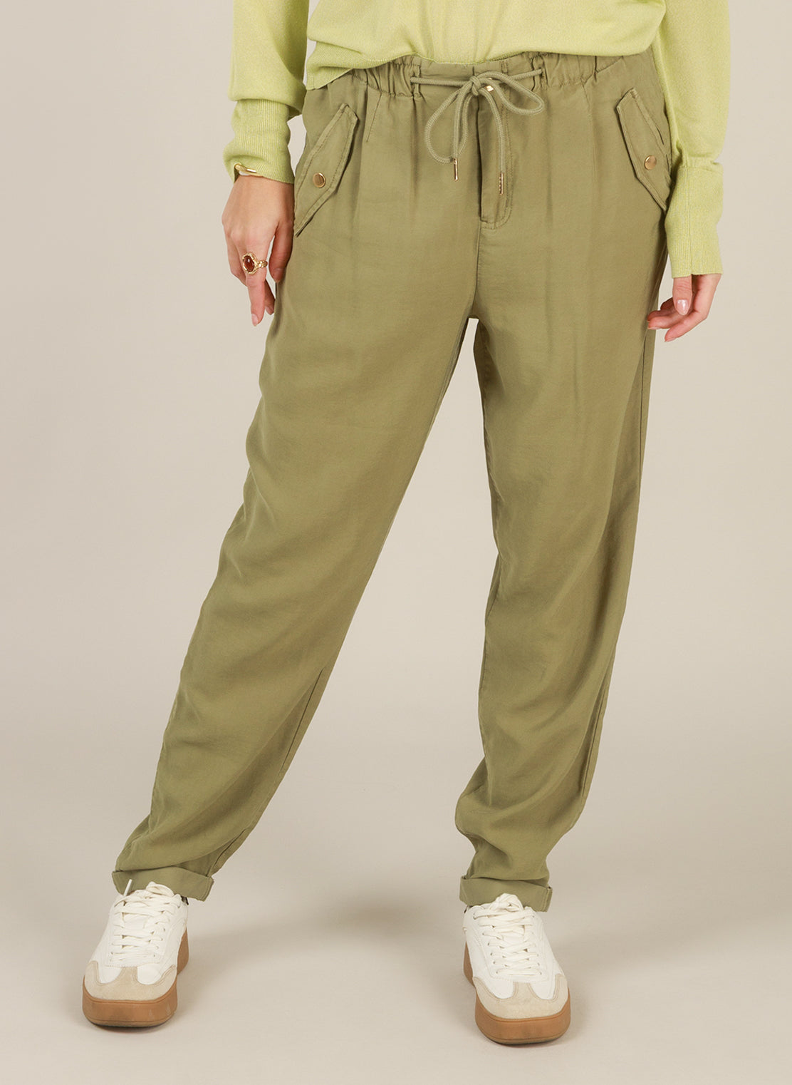 Yest Ilyana tapered trouser in olive - [shop_name Strathaven] [womens clothing]
