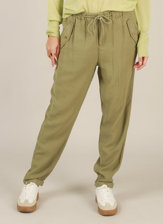 Yest Ilyana tapered trouser in olive - [shop_name Strathaven] [womens clothing]