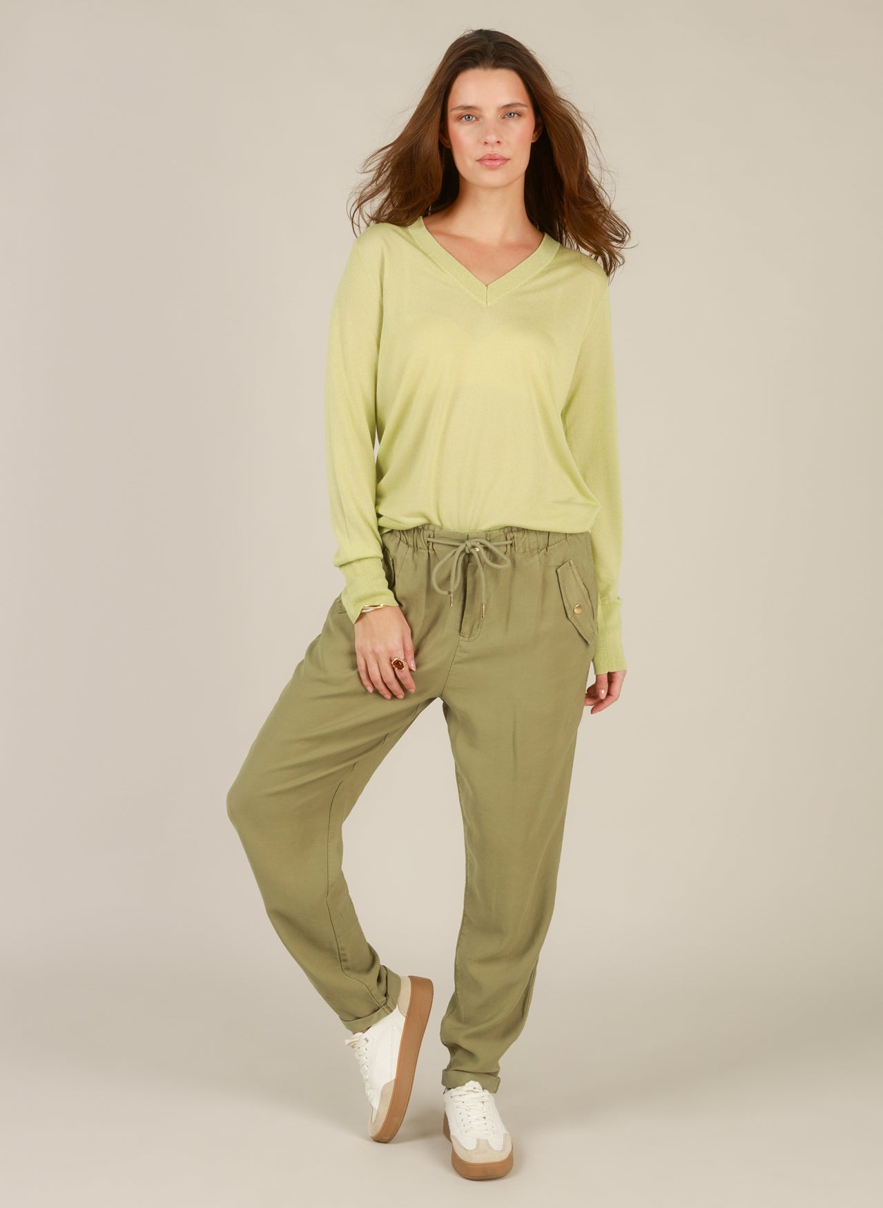 Yest Ilyana tapered trouser in olive - [shop_name Strathaven] [womens clothing]