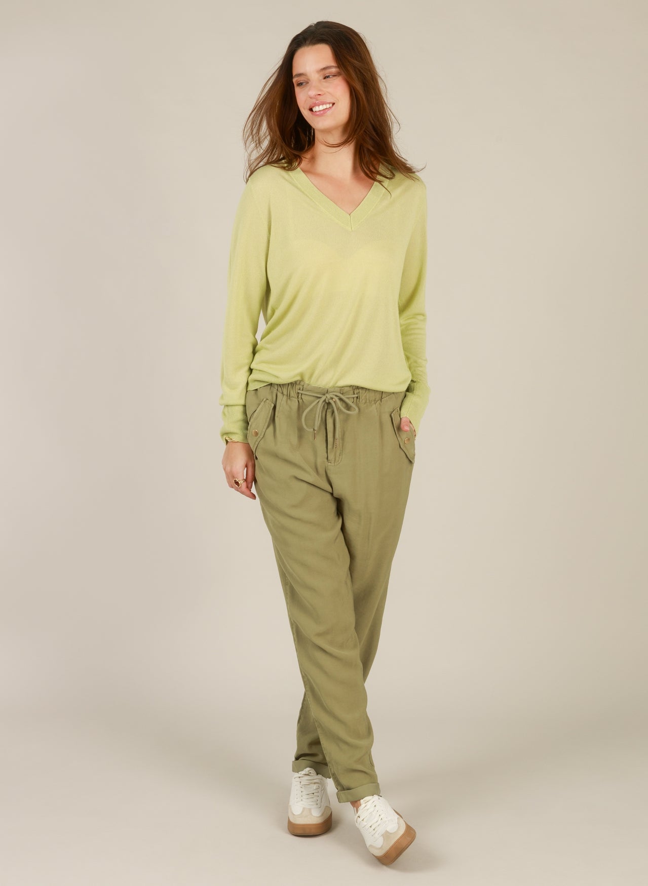 Yest Ilyana tapered trouser in olive - [shop_name Strathaven] [womens clothing]