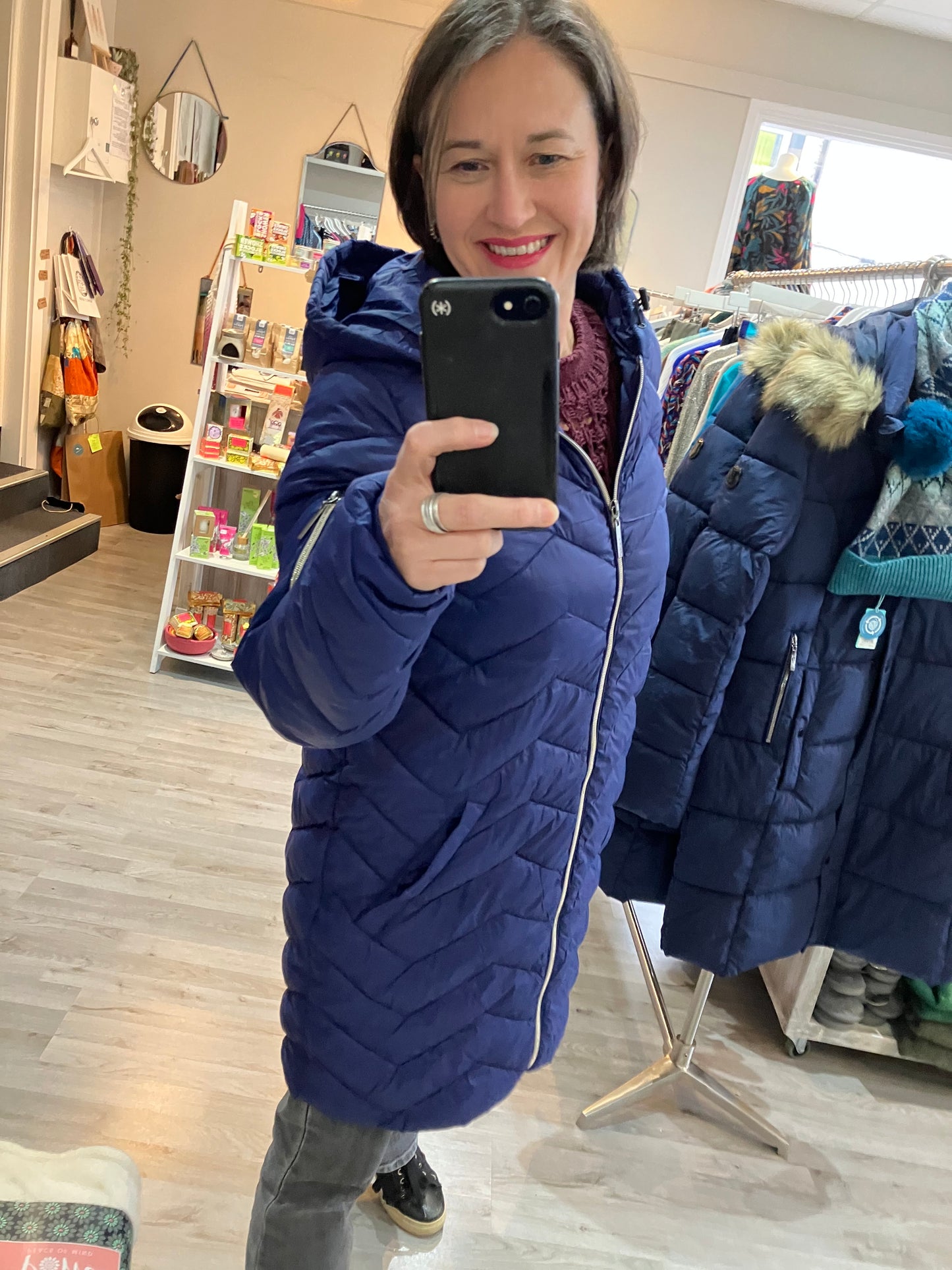 Fransa padded coat in deep blue shade