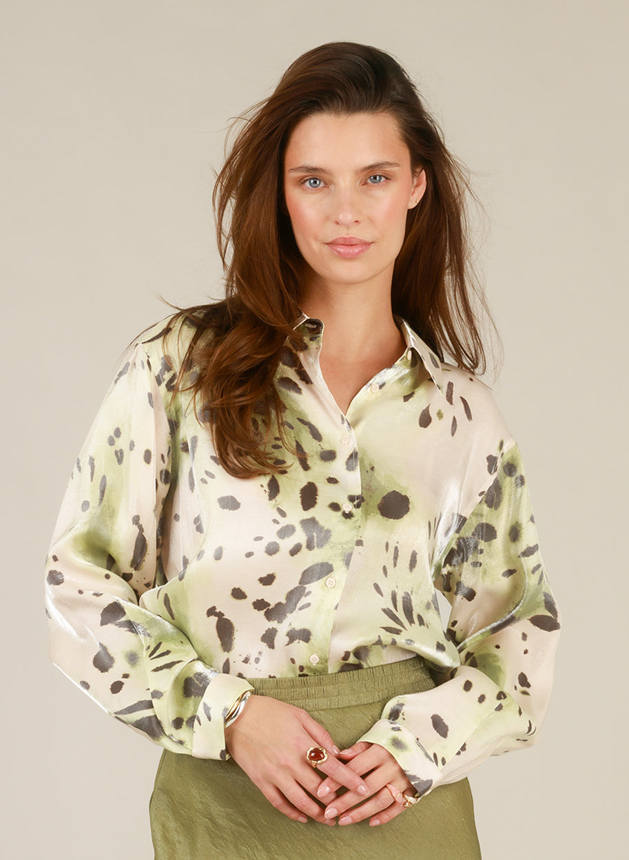 Yest Isaline blouse in peach and sage print - [shop_name Strathaven] [womens clothing]