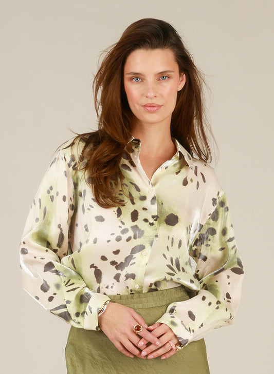Yest Isaline blouse in peach and sage print - [shop_name Strathaven] [womens clothing]