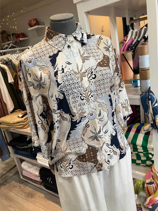 Soya Concept Fenna blouse in navy and mocha - [shop_name Strathaven] [womens clothing]
