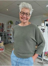 Fransa Sinja sweater with three quarter sleeve in olive - [shop_name Strathaven] [womens clothing]