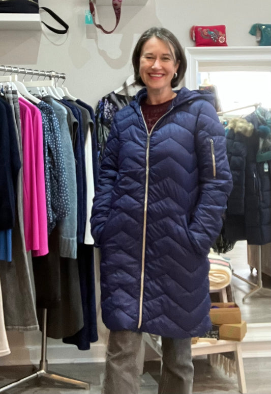 Fransa padded coat in deep blue shade
