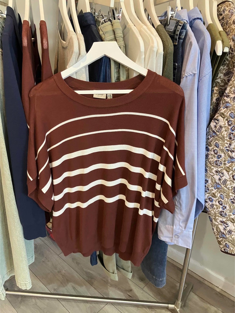 Fransa Mary striped sweater in rum raisin