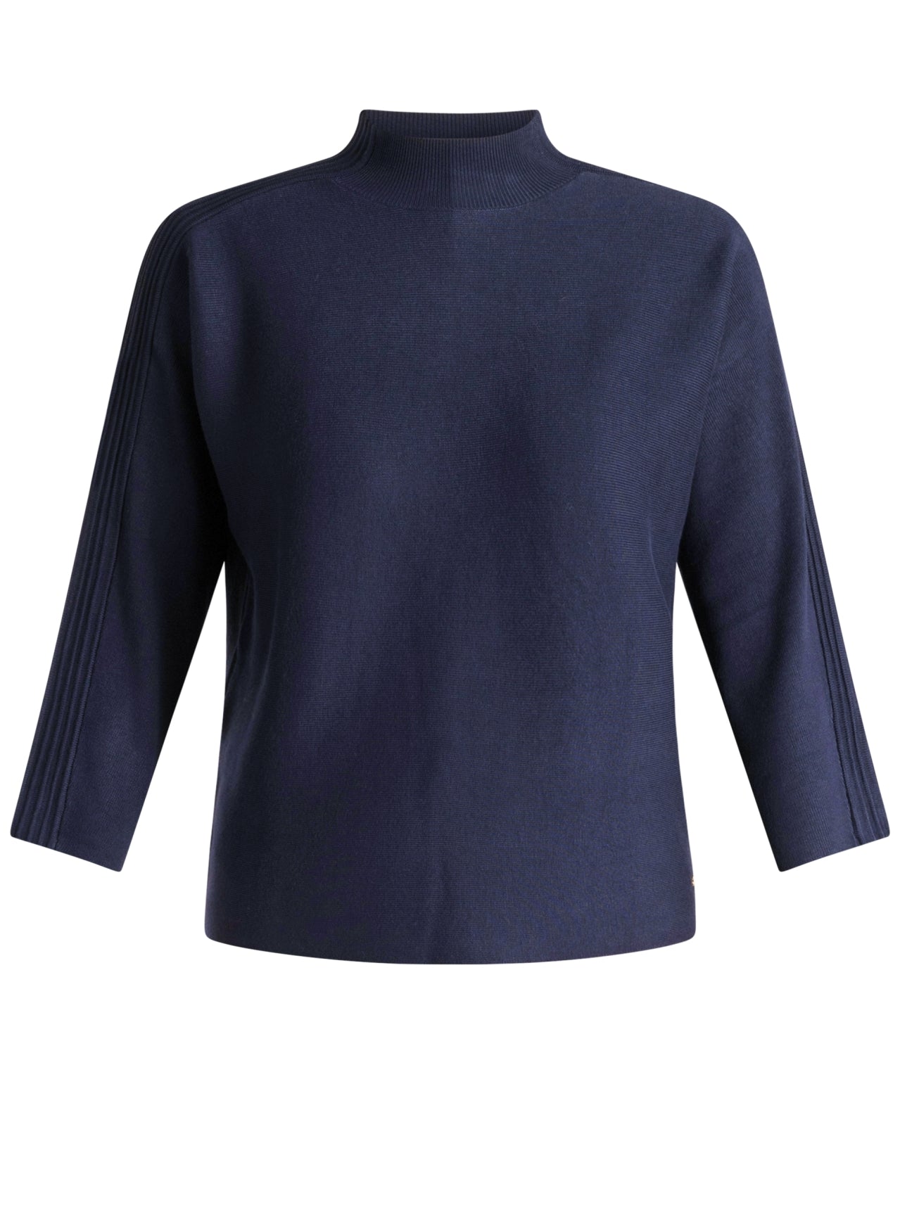 Yest Sima high neck top with three quarter sleeve in deep blue