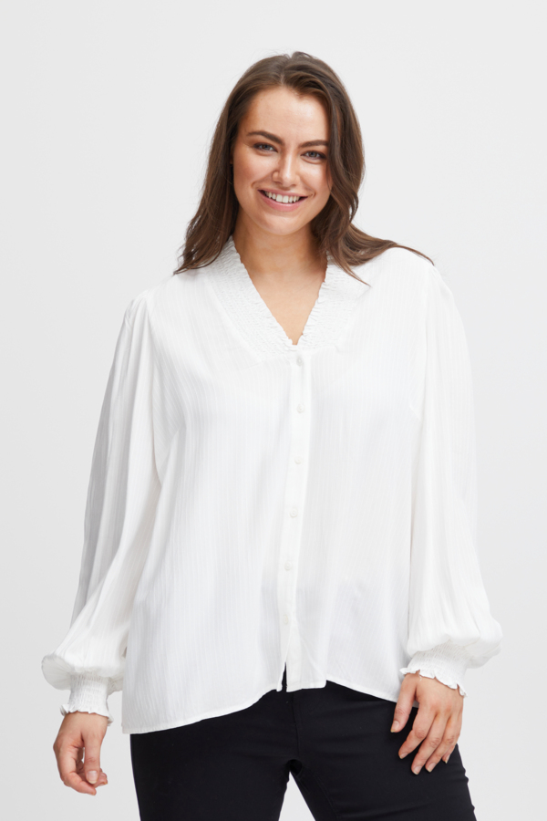 Fransa Plus Amber blouse in blanc de blanc