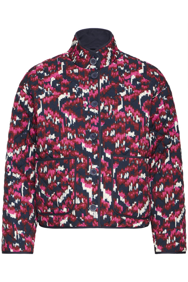 Fransa Claudine quilted jacket in very berry pink
