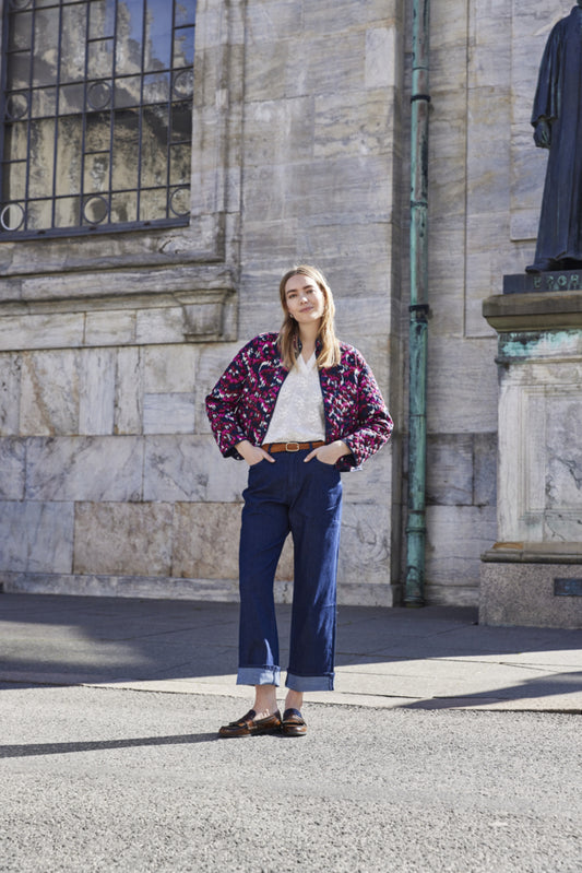 Fransa Claudine quilted jacket in very berry pink