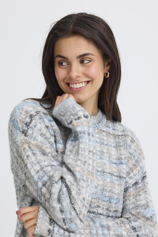 Fransa Dora sweater in light grey melange