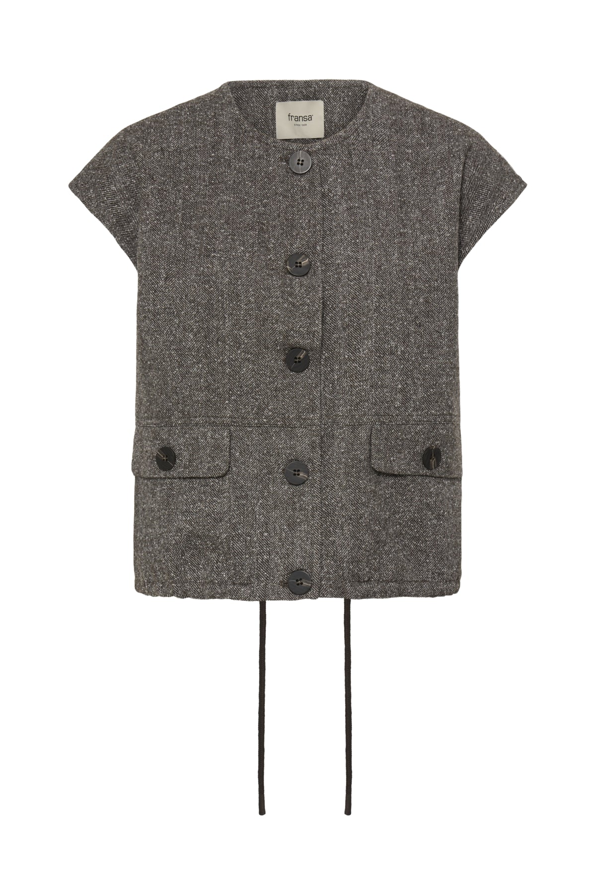 Fransa Vea blazer gilet in herringbone in hot fudge brown - [shop_name Strathaven] [womens clothing]