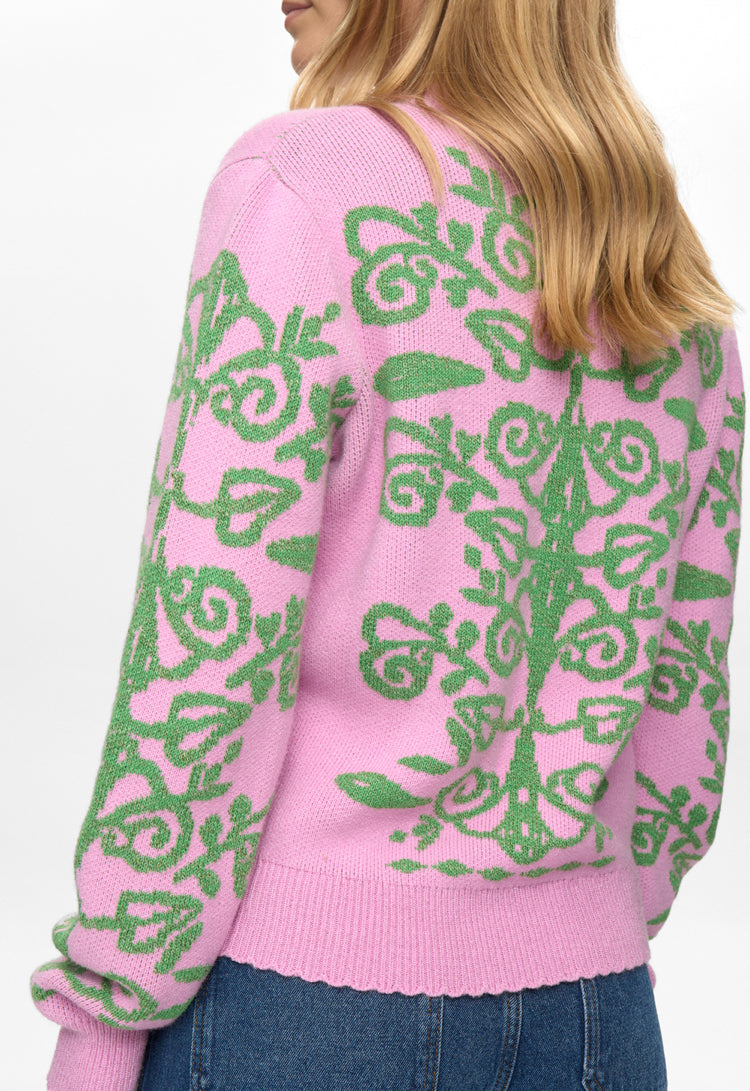 Numph Nuseida pink and green sweater - [shop_name Strathaven] [womens clothing]