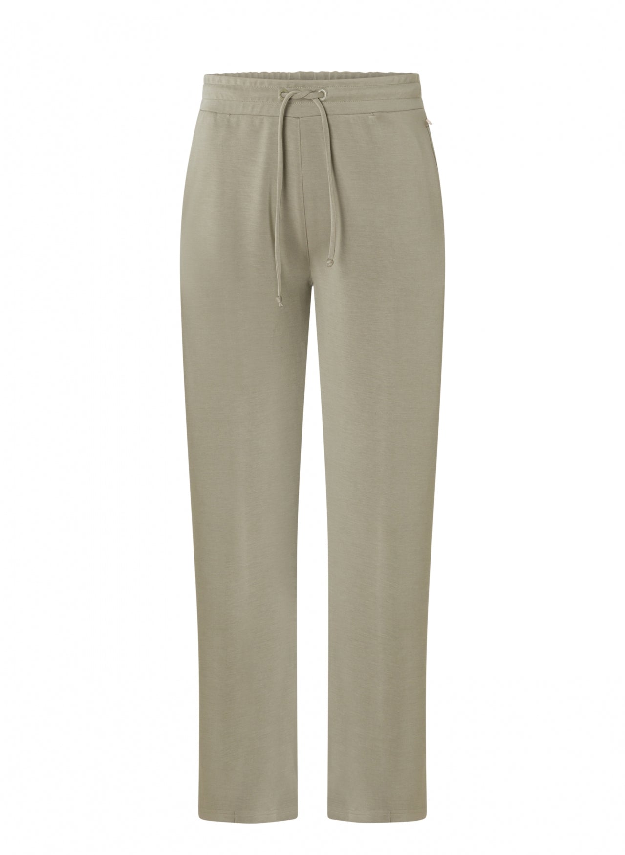 Beige pants with a drawstring on a white background