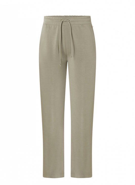 Beige pants with a drawstring on a white background