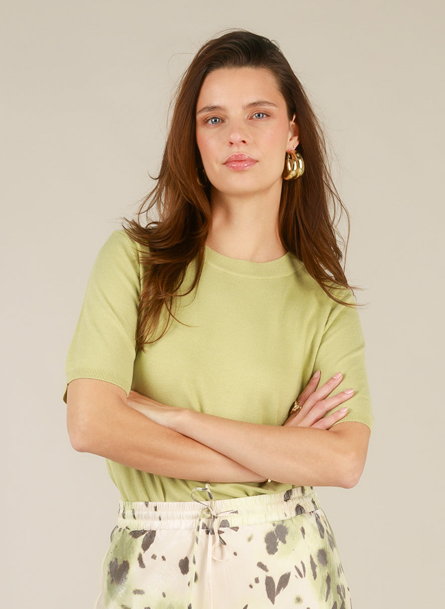 Yest Iman short sleeved sweater in linden - [shop_name Strathaven] [womens clothing]