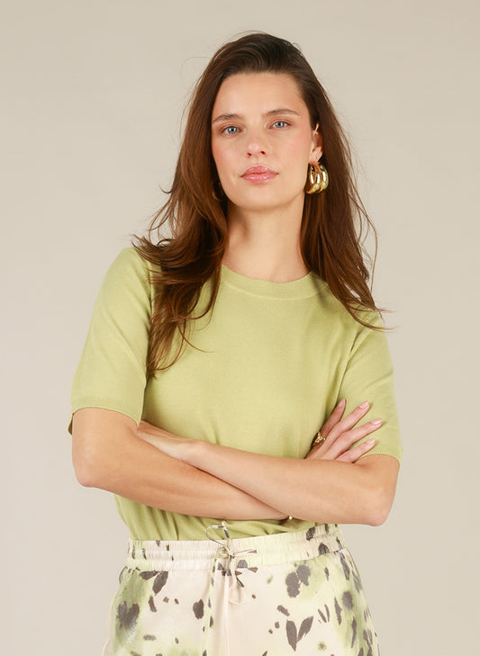 Yest Iman short sleeved sweater in linden - [shop_name Strathaven] [womens clothing]