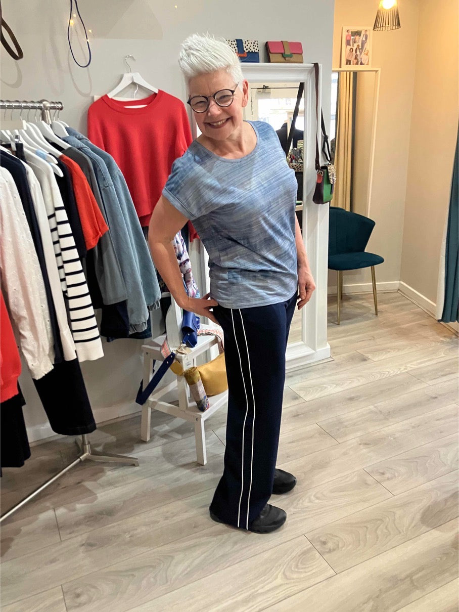 Soya Concept Galina blue top with subtle grey stripe - [shop_name Strathaven] [womens clothing]