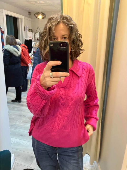 Fransa Vivian sweater in very berry pink - [shop_name Strathaven] [womens clothing]