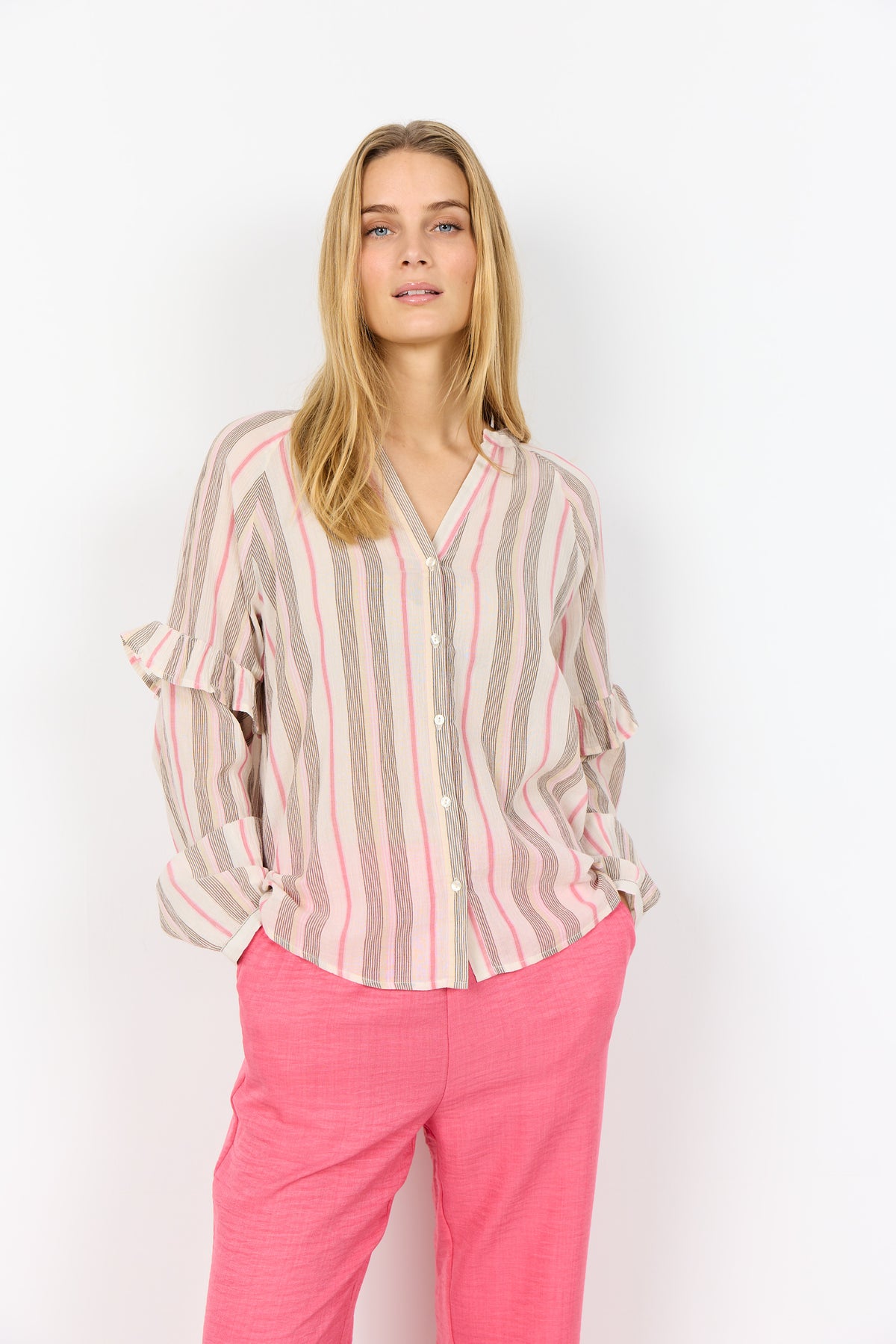 セオリー Modern Georgette Camp Collar Blouse Soya Concept Carola 
