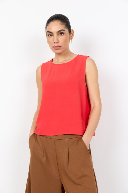 Soya Concept Cath button back top in red - [shop_name Strathaven] [womens clothing]