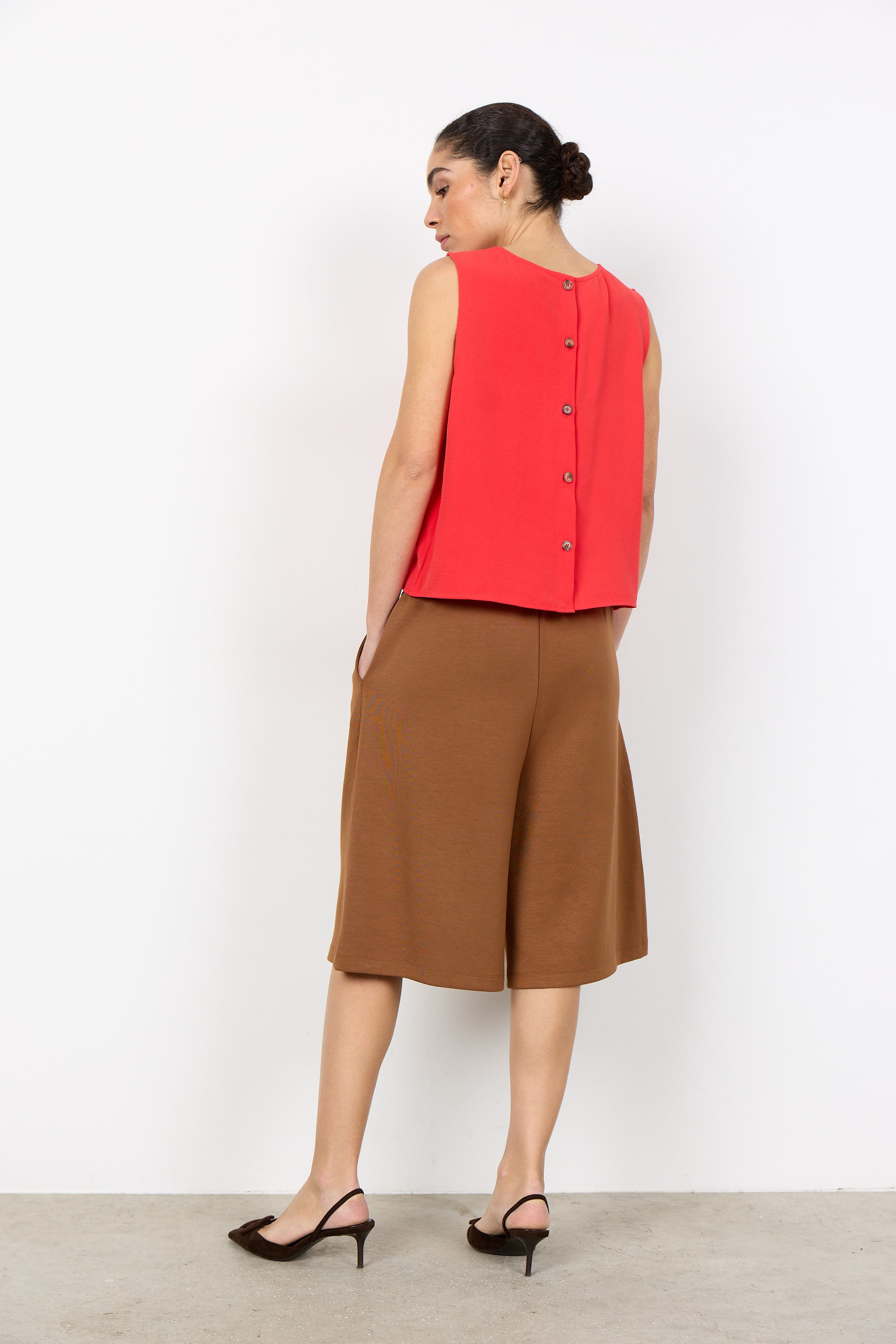 Soya Concept Cath button back top in red - [shop_name Strathaven] [womens clothing]