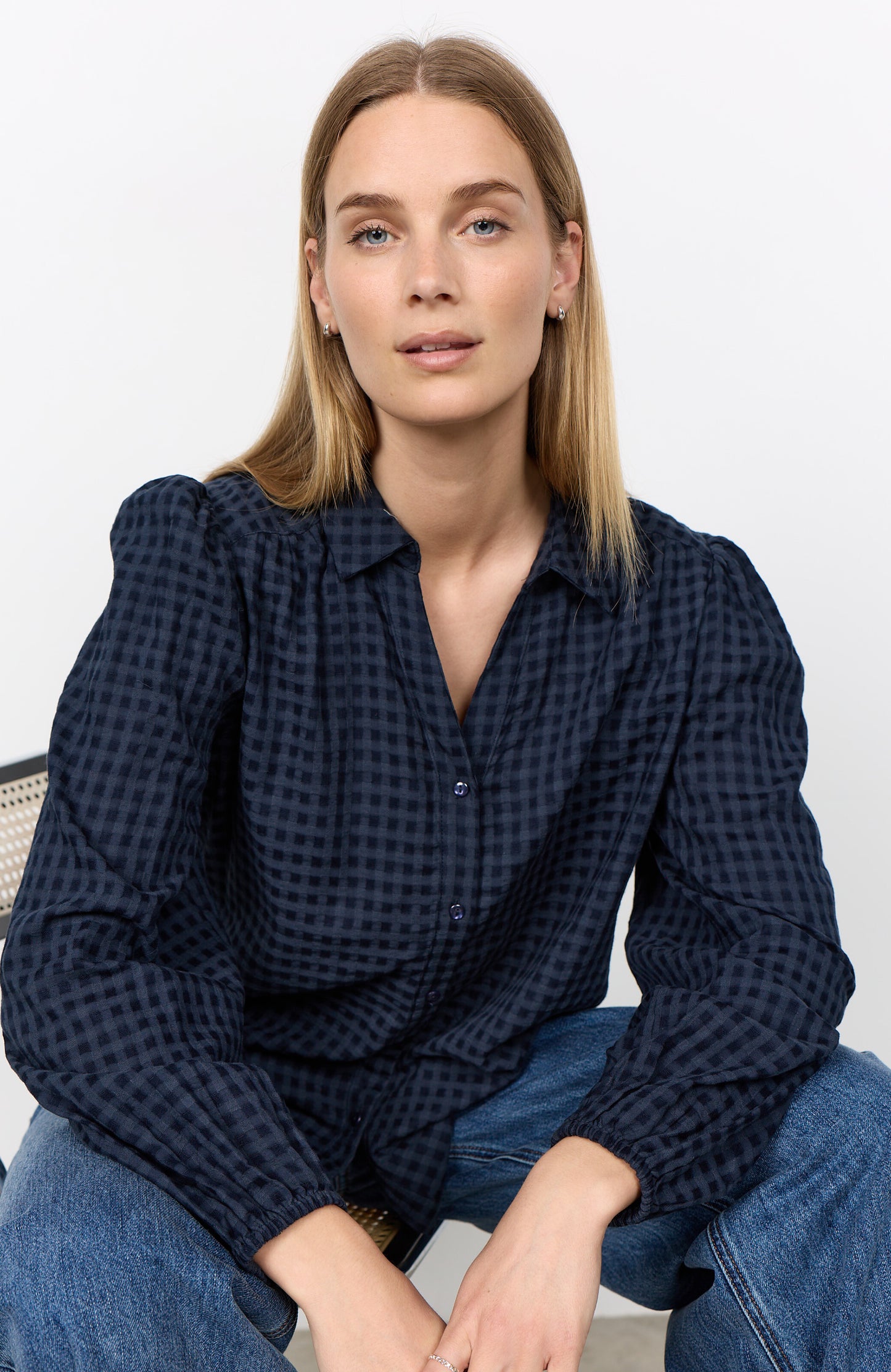 Soya Concept Heina blue checked blouse