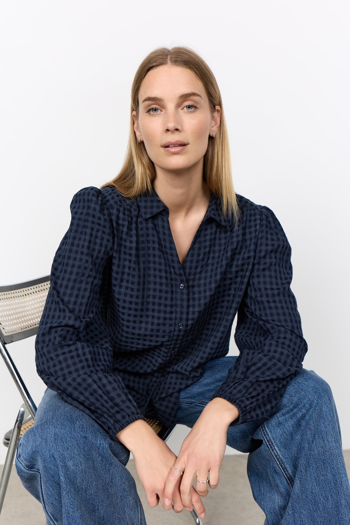Soya Concept Heina blue checked blouse - [shop_name Strathaven] [womens clothing]