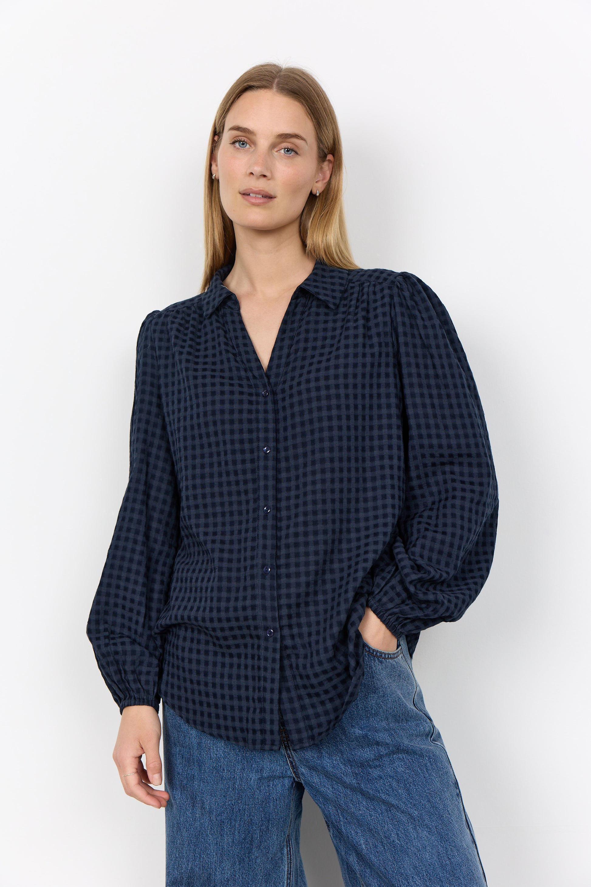 Soya Concept Heina blue checked blouse - [shop_name Strathaven] [womens clothing]