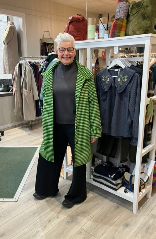 Numph Nuliba jasmine green checked coat