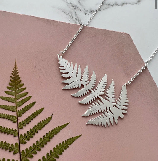 Mica Peet Silver Fern leaf necklace