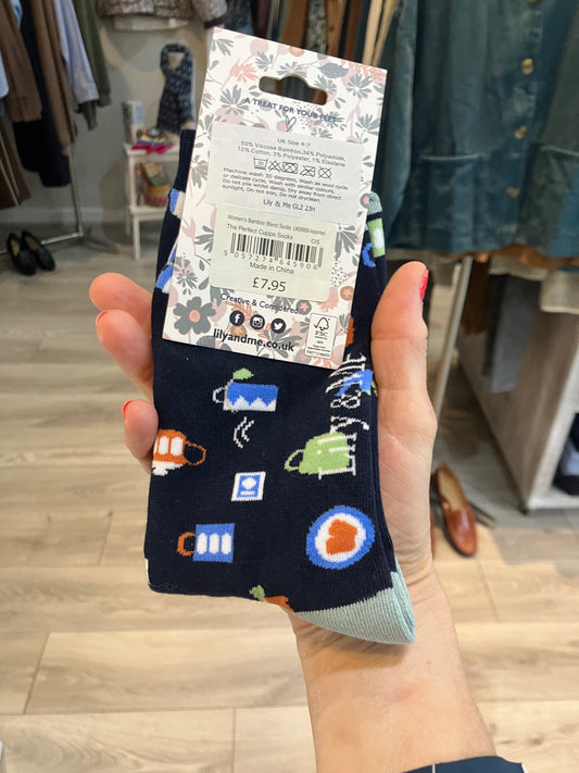 Lily & Me cup of tea socks - [shop_name Strathaven] [womens clothing]