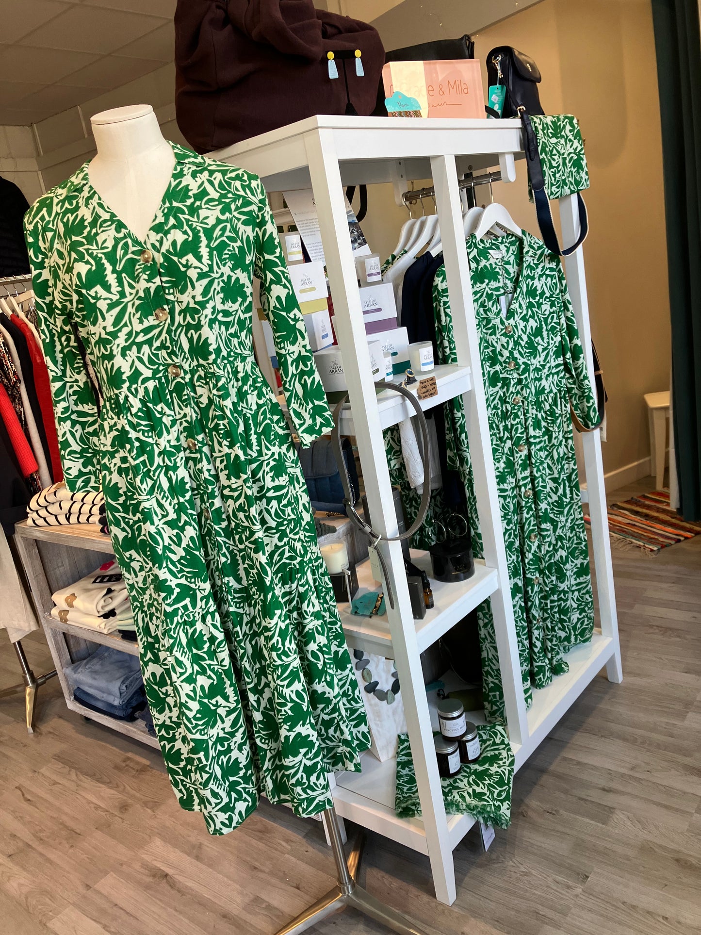 Nomads Ecovero printed sarong scarf in leaf green