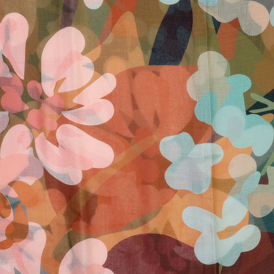 POM Florence rust & khaki oversized botanical scarf - [shop_name Strathaven] [womens clothing]