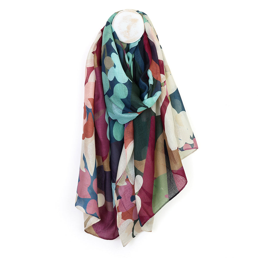 POM Florence plum & teal oversized botanical scarf - [shop_name Strathaven] [womens clothing]