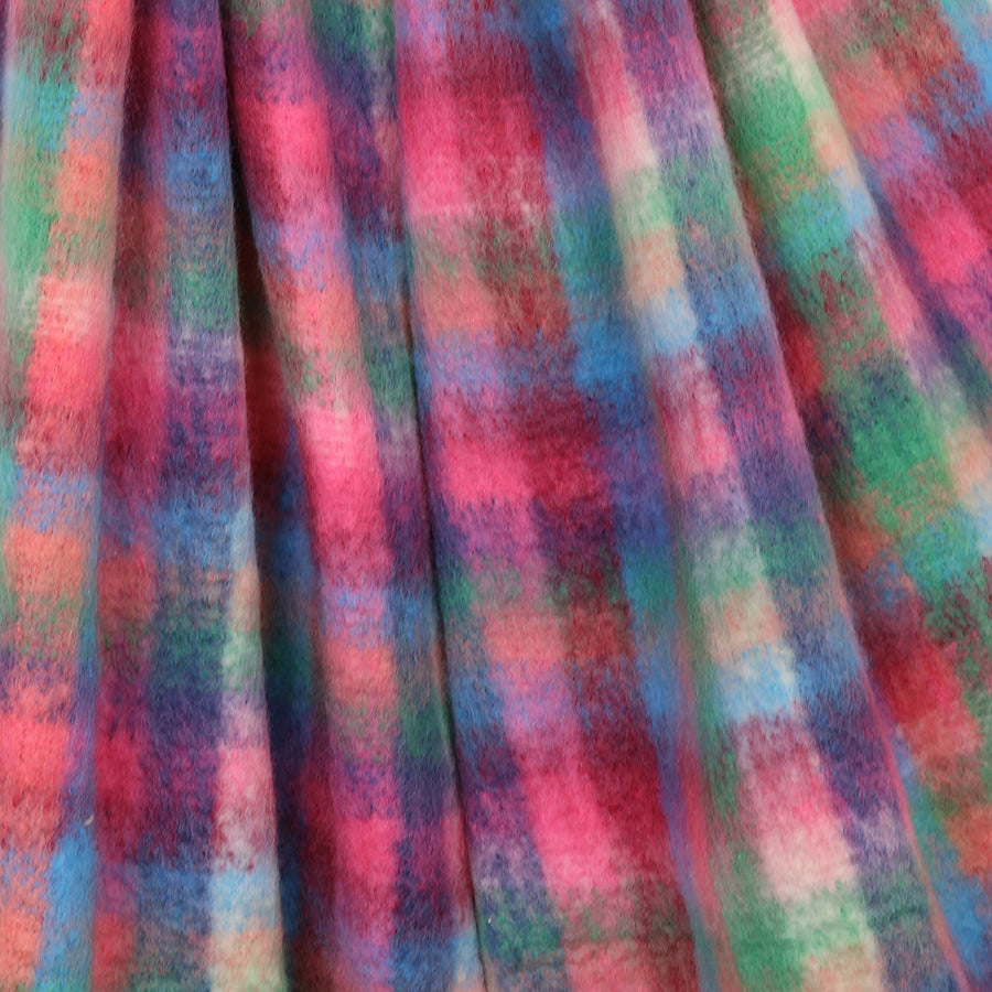 POM Molly blue, green & pink small check scarf - [shop_name Strathaven] [womens clothing]