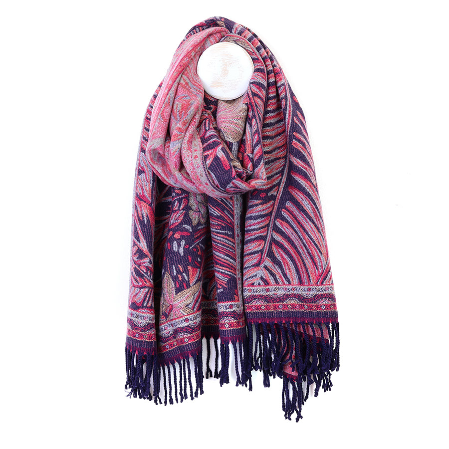 POM Celia pink & navy reversible, ornate scarf - [shop_name Strathaven] [womens clothing]