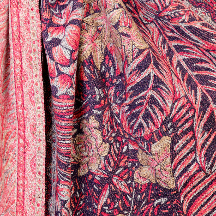 POM Celia pink & navy reversible, ornate scarf - [shop_name Strathaven] [womens clothing]