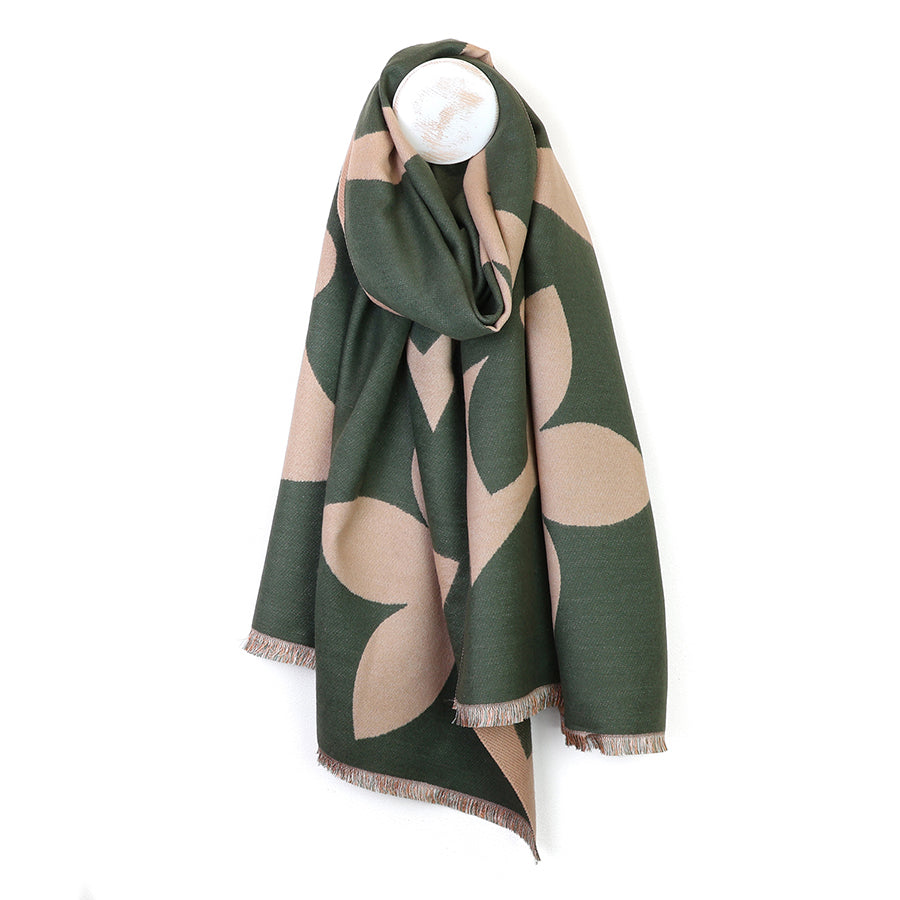 POM Louise olive mix oversized scarf - [shop_name Strathaven] [womens clothing]