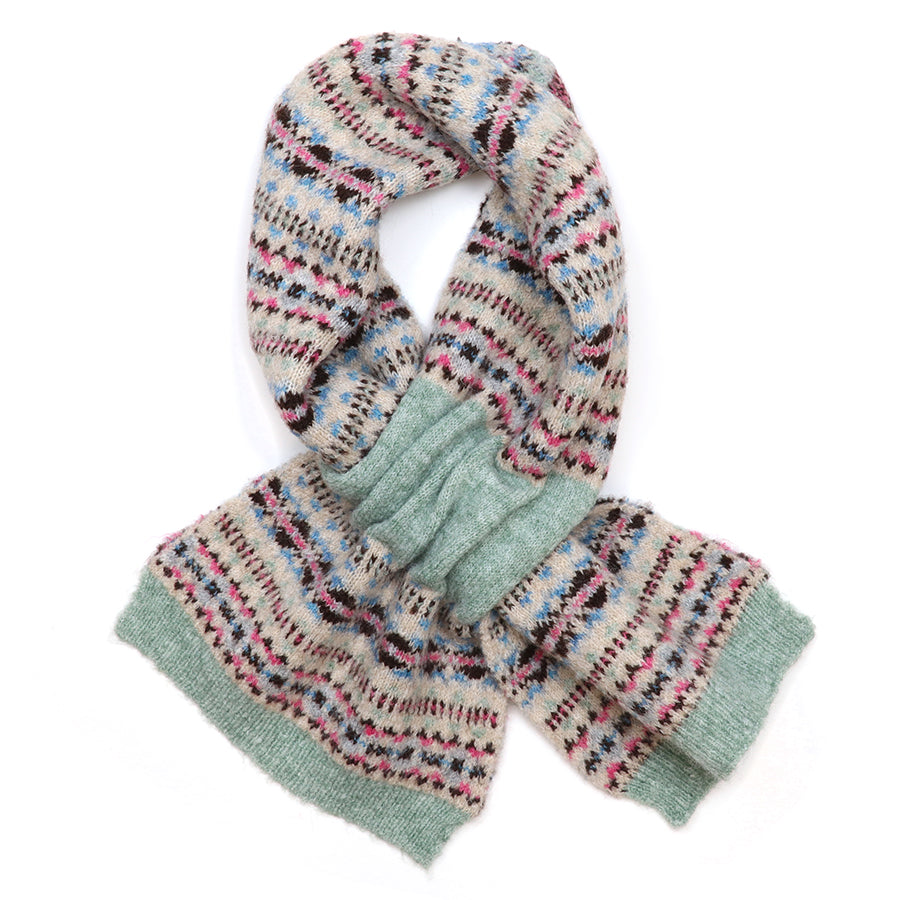 POM Iris oatmeal & mint pull through scarf - [shop_name Strathaven] [womens clothing]