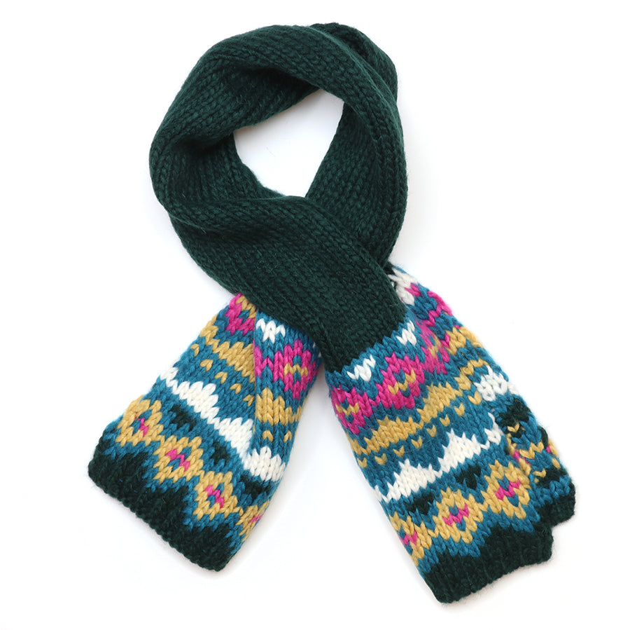 POM Valentina dark green fair isle pull through scatrf - [shop_name Strathaven] [womens clothing]