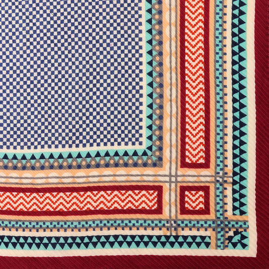 POM Square crinkle scarf with wine, navy and aqua mix - [shop_name Strathaven] [womens clothing]