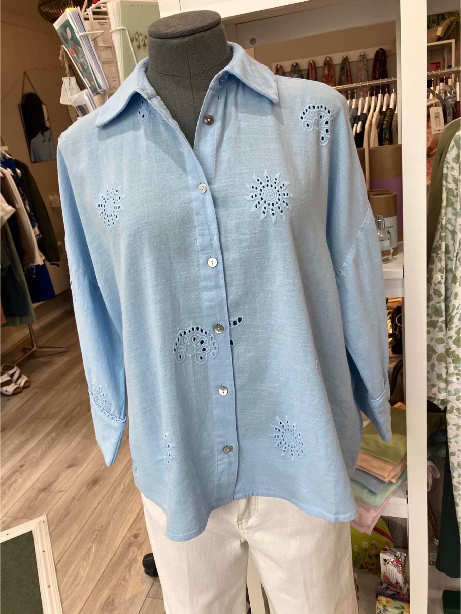 Numph Numarielle shirt in placid blue - [shop_name Strathaven] [womens clothing]
