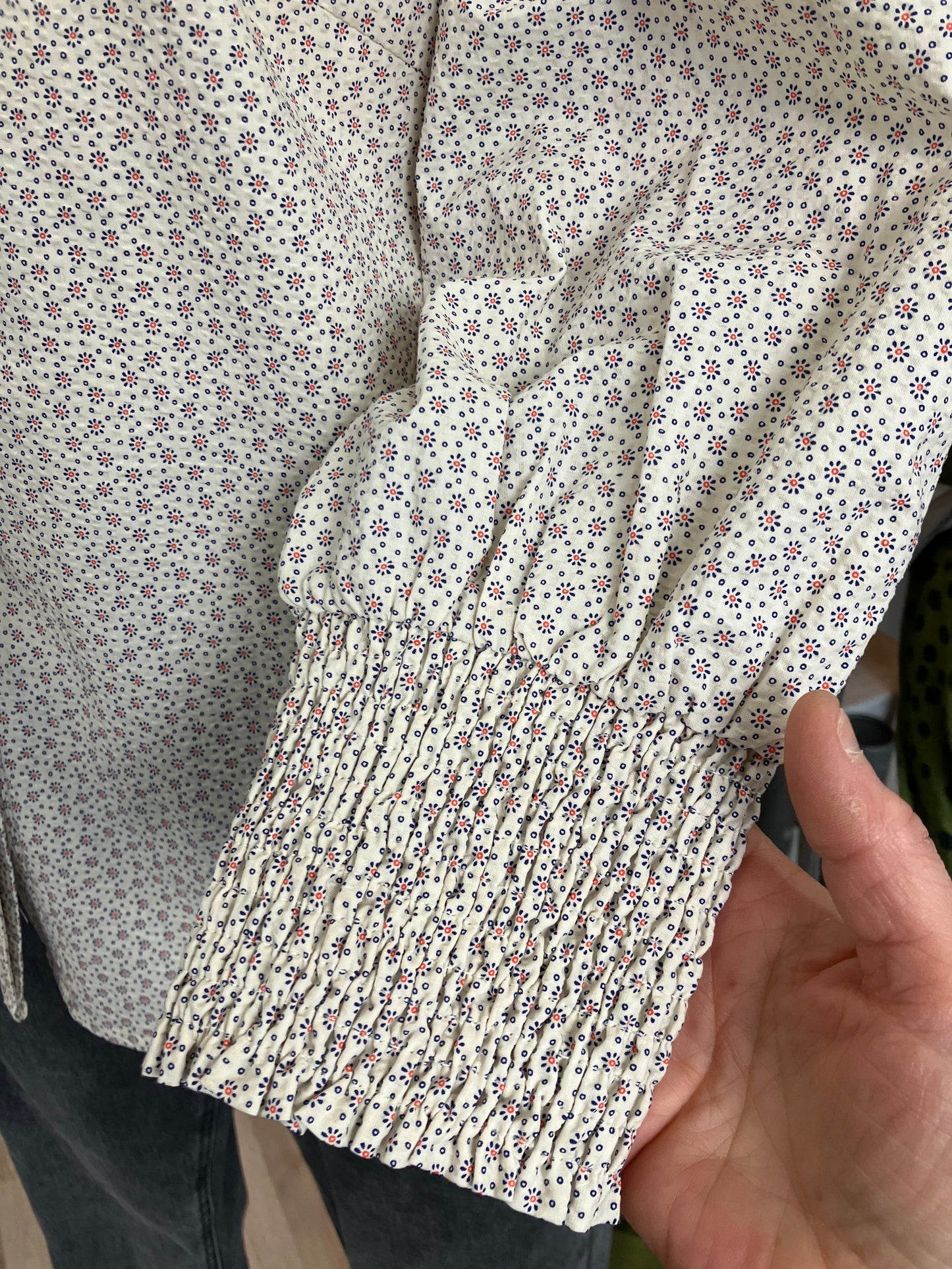 Numph Nusala blouse in blueprint ditsy pattern