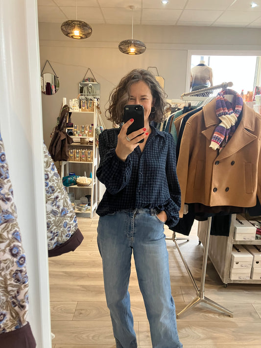 Soya Concept Heina blue checked blouse - [shop_name Strathaven] [womens clothing]